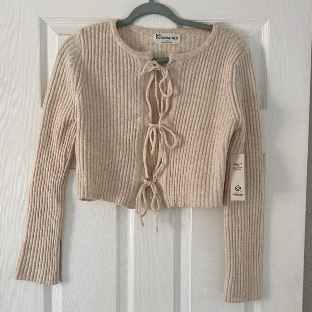 No Boundaries Beige Ribbed Crop Top
